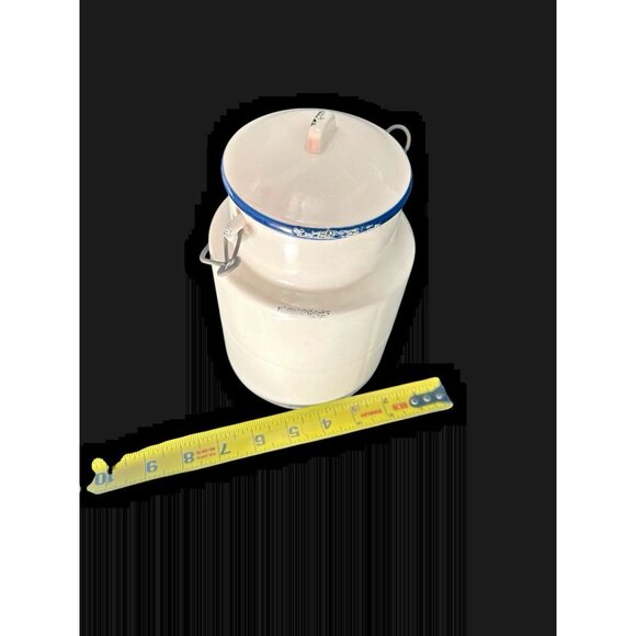 Mason Craft & More White Rustic Milk Churn Ceramic Storage Jar 8” Suction Lid - Picture 8 of 9